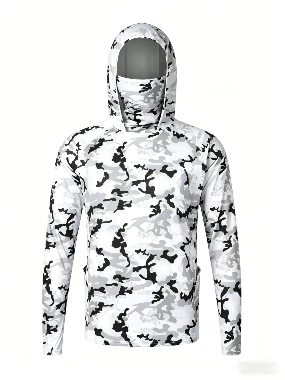 European and American men's summer new camouflage print soft breathable fishing suit long sleeved T-shirt outdoor casual top view 3