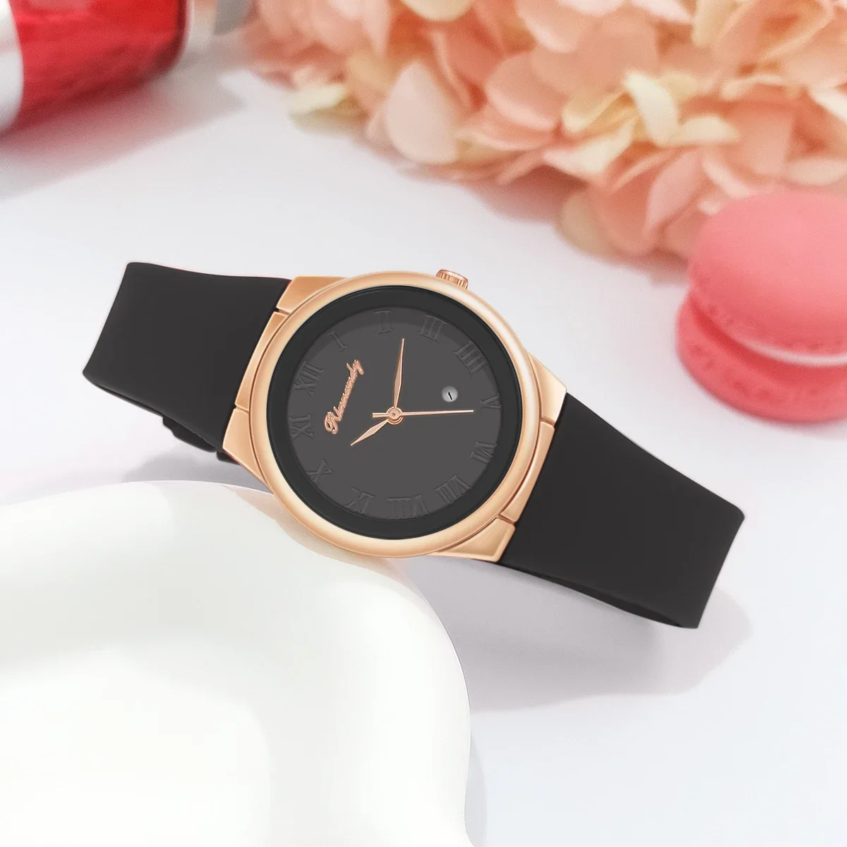 

Ladies Round Dial Wristwatches Fashion Watches Women Quartz Watch Sports Silicone Strap Calendar Clock Gift Relogios Feminino