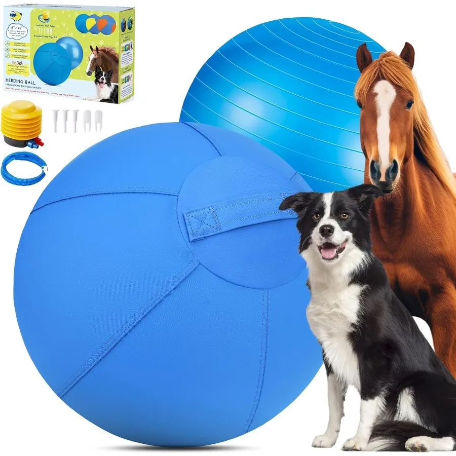 

18" Jolly Ball for Dogs Agility Training Equipment Herding Ball for Australian German Shepherd Improved Dog Toys with Portable