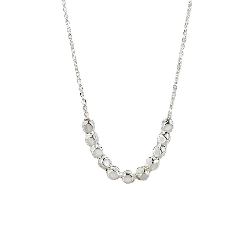 KOFSAC Summer Trendy Geometric Beads Necklace For Women 2022 Simple Silver 925 Clavicle Chain Necklaces Light Luxury Jewelry