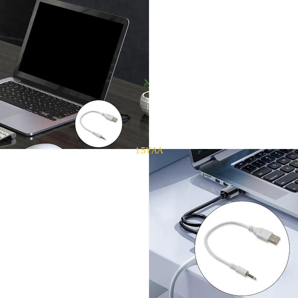 

15YA Слуховой кабель USB Мужчина до 3,5 мм двойной зарядки для беспроводных наушников Car Stereo Systems