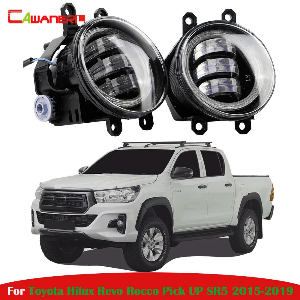 2 X Truck LED Fog Light Angel Eye Daylight H11 Car Fog Lamp DRL For Toyota Hilux Revo Rocco Pick UP SR5 2015 2016 2017 2018 2019