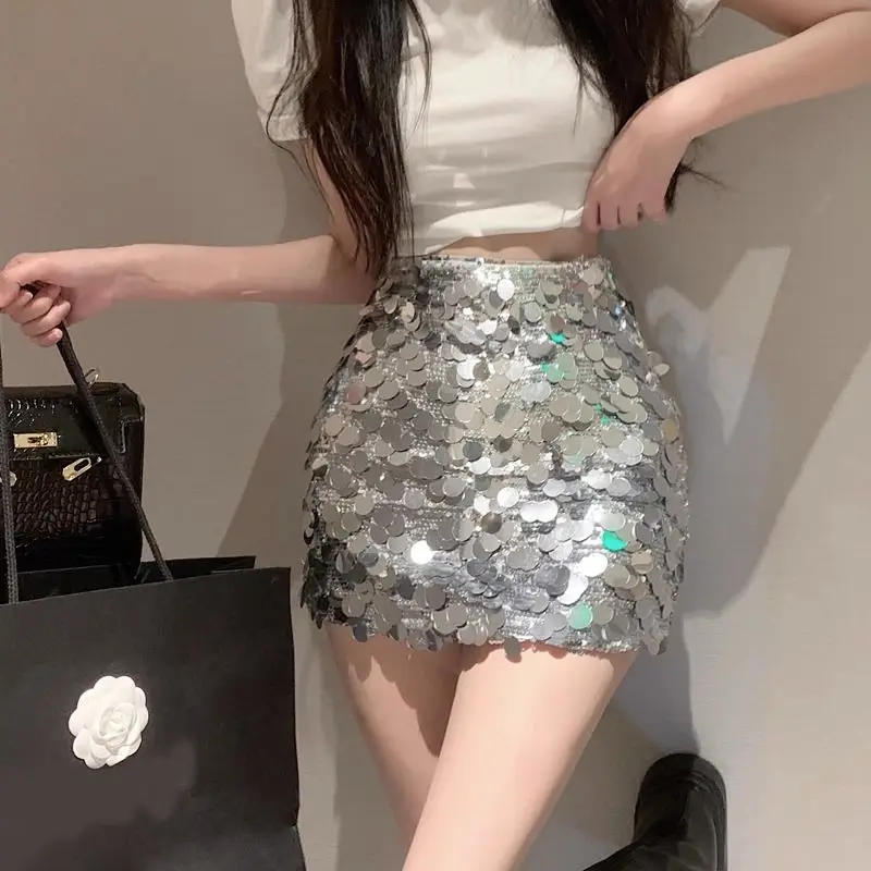 

Sequined Skirt European American Style Women'S Autumn New Design Niche High Waist Hip A-Line Hot Girl Short Skirt