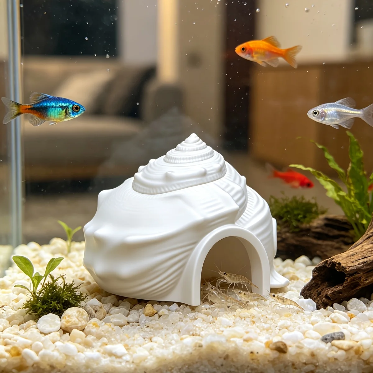 Conch Shell Aquarium Hideout Cave 3D Printed Fish Tank Ornaments Underwater Landscape Shrimp Hiding Shelter Pet Tank Decor Gifts