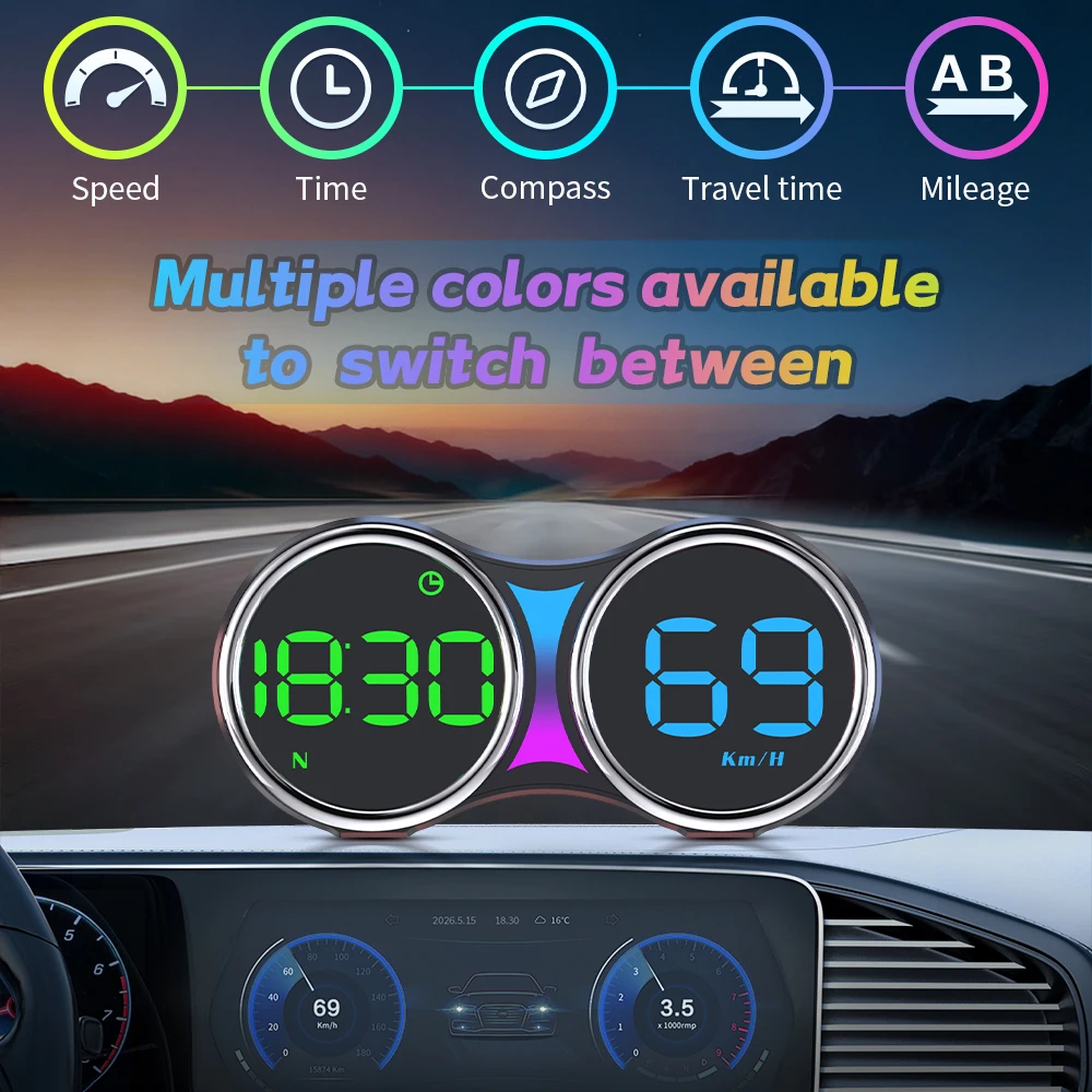 G27 Car HUD Head‑Up Display GPS Speedometer Multi‑Color Screen High‑Quality Auto Dashboard Instrument Practical Holiday Gift