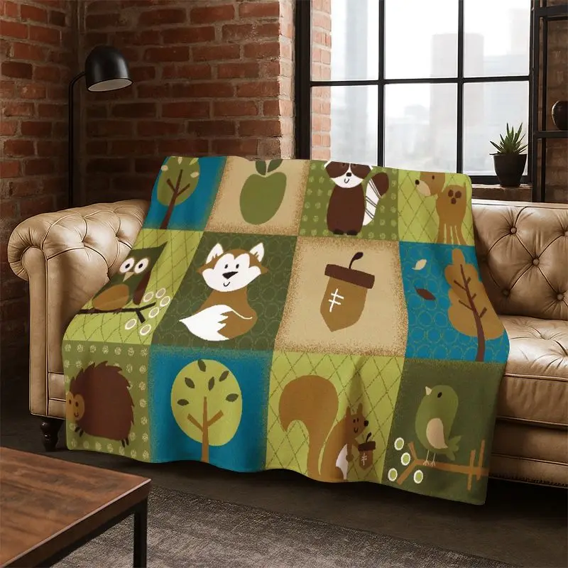 Alphabet ABC Early Education Cartoon Flannel Blanket Soft Warm Blanket Throw Blanket for Bedroom Living Room Bed Travel Camping