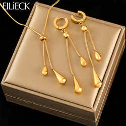 EILIECK-collar con borla en forma de lágrima para mujer, pendientes geométricos de acero inoxidable 316L, joyería impermeable de Color dorado, regalo de fiesta, nuevo