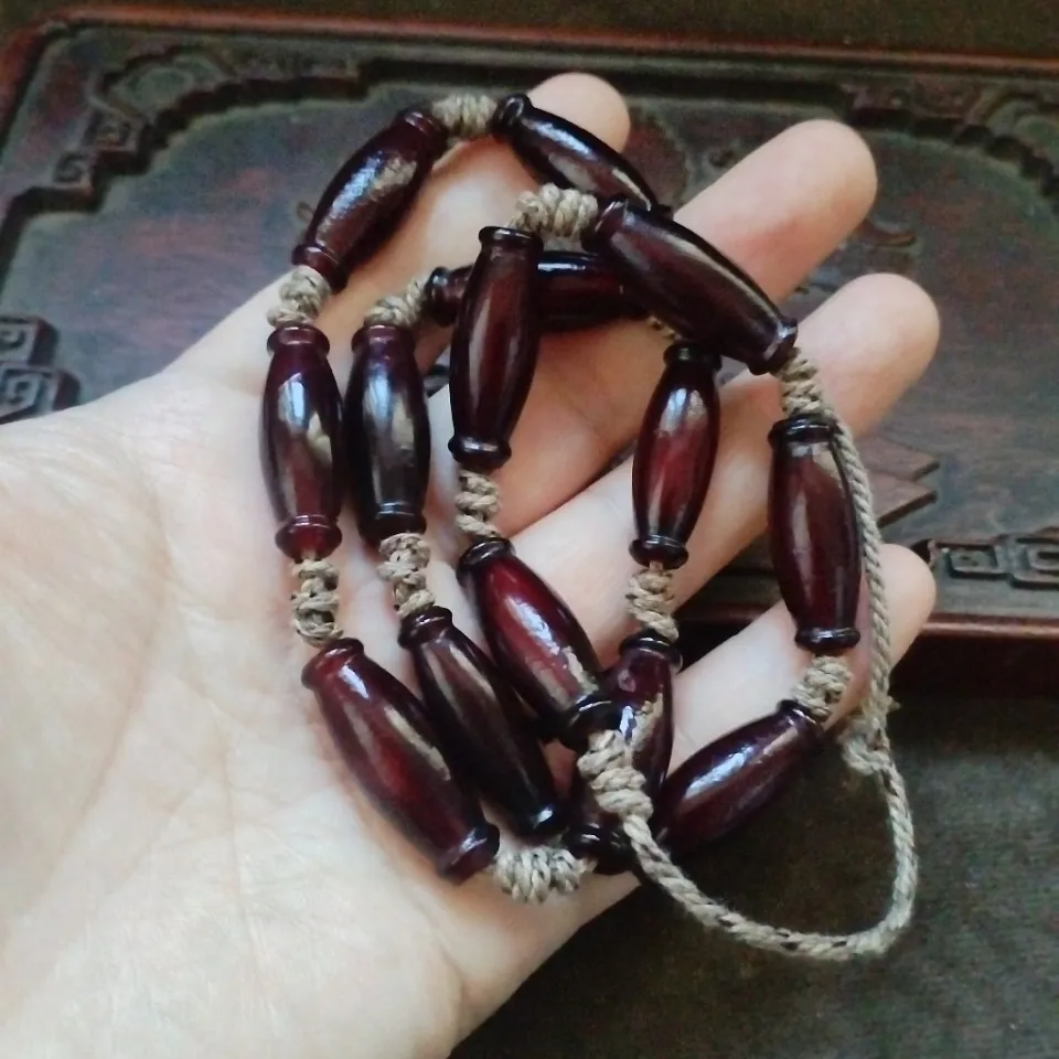 Vintage Dark Red Bamboo Joint Shape Beads Barrel Spacer Beads DIY Bracelet Necklace Jewelry Making Supplies