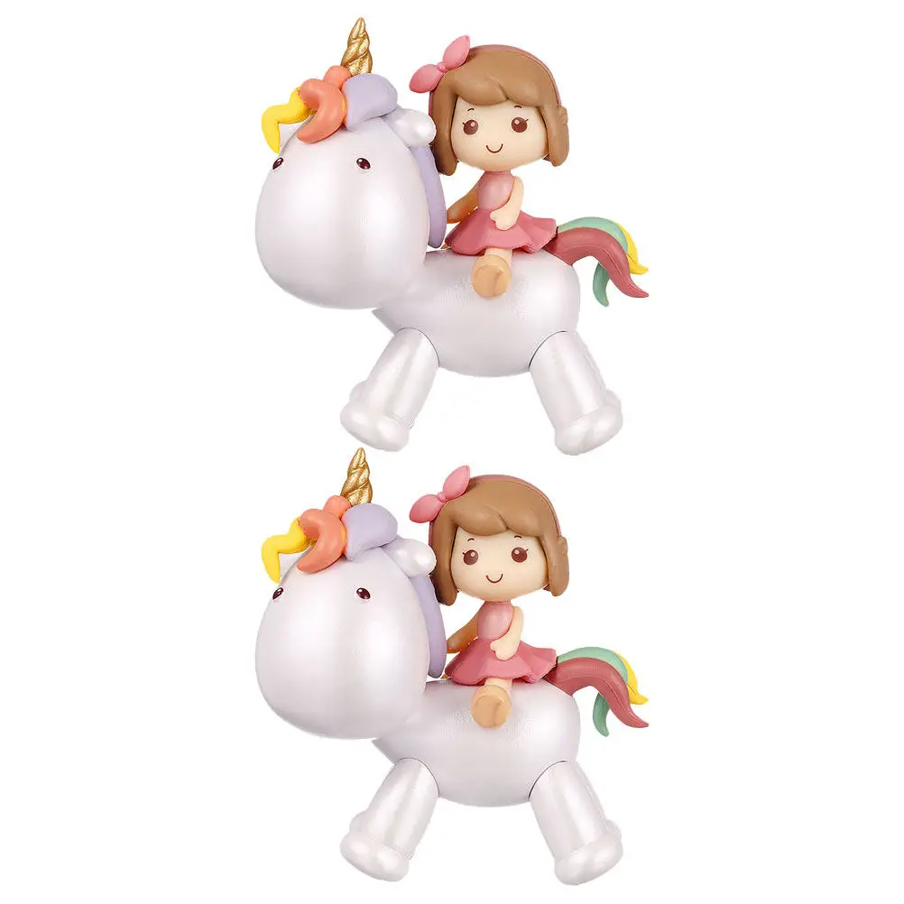2Pcs Unicorn Cake Topper PVC Detailed Cute Cake Decoration Shower Party Decors Dessert Ornament Unicorn Statues