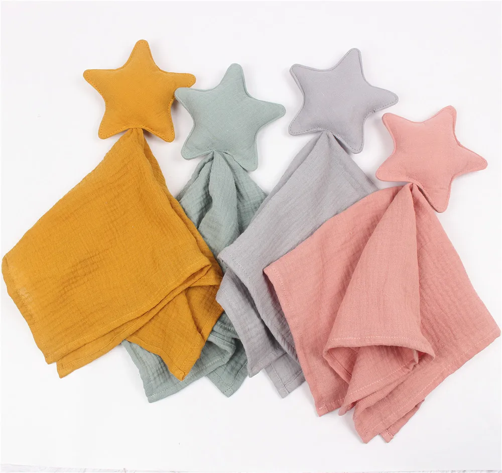 Baby cotton Muslin Comforter Blanket Soft Newborn Moon Star Sleeping Dolls Kids Sleep Toy Soothe Appease Towel Bibs Saliva Towel