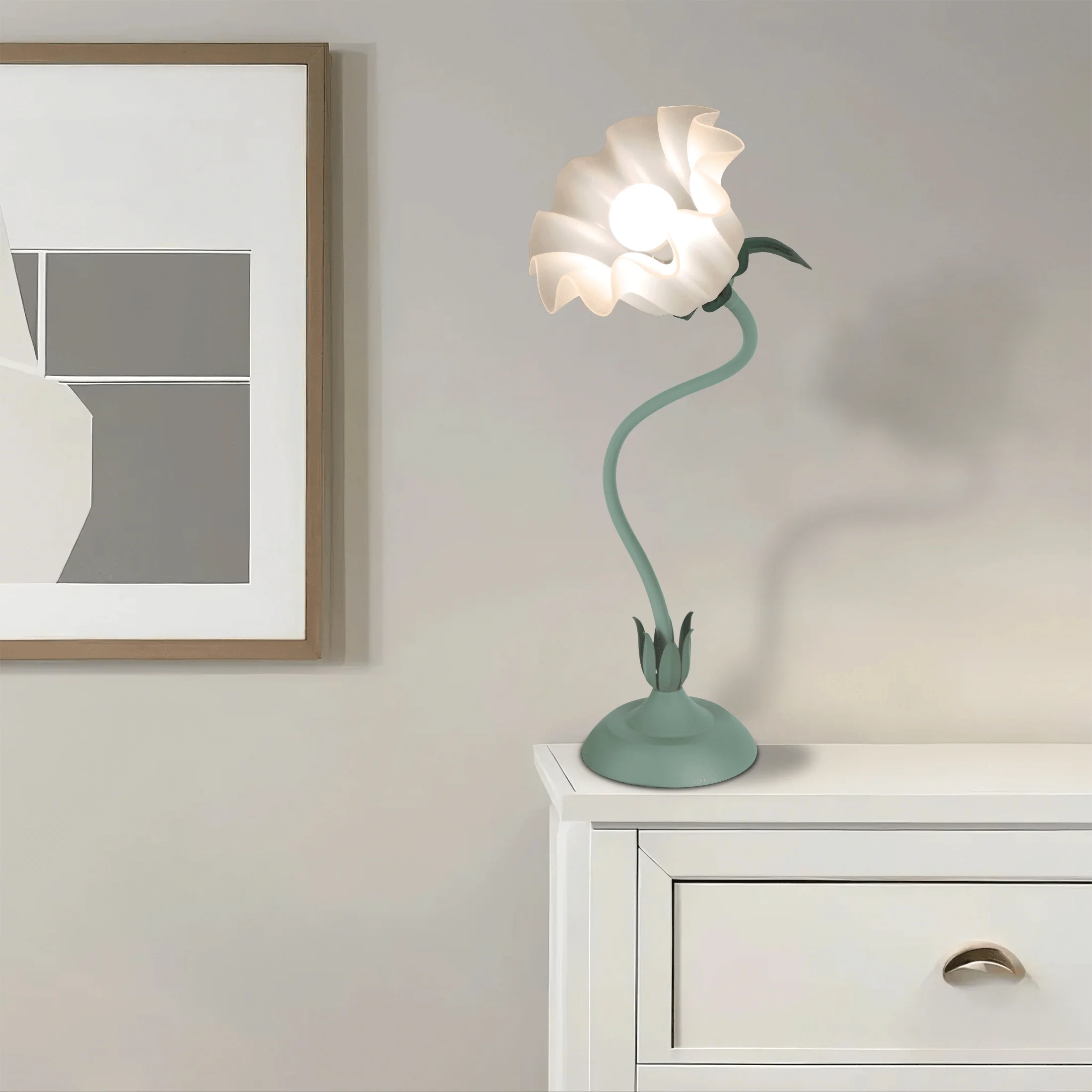 Vintage Flower Bedside Lamp Ad - đánh giá và giá Desk Setup Green