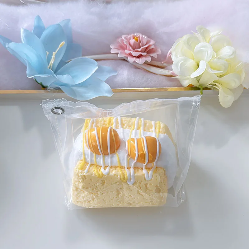 Food Grade Kawaii Egg Toast Squeeze Squishy Toy Porous Bread Texture Smooth Cream Details Slow Rebound Stress Release Novelty