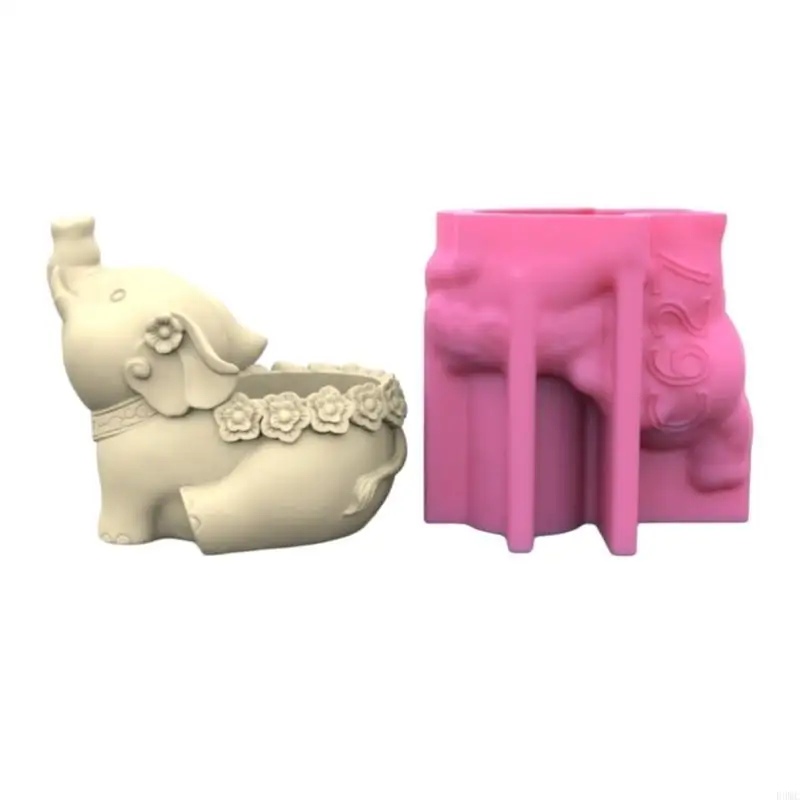 

R3MC Holder Resin Mold Gypsum Flower Pots Silicone Molds Elephant Epoxy Resin Casting Molds for DIY Jewelry Storage