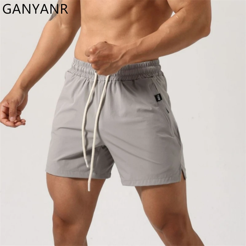 GANYANR Running Shorts Men Gym Leggings Crossfit Training Fitness Clothing Sportswear Summer Sports Basketball Athletic Football