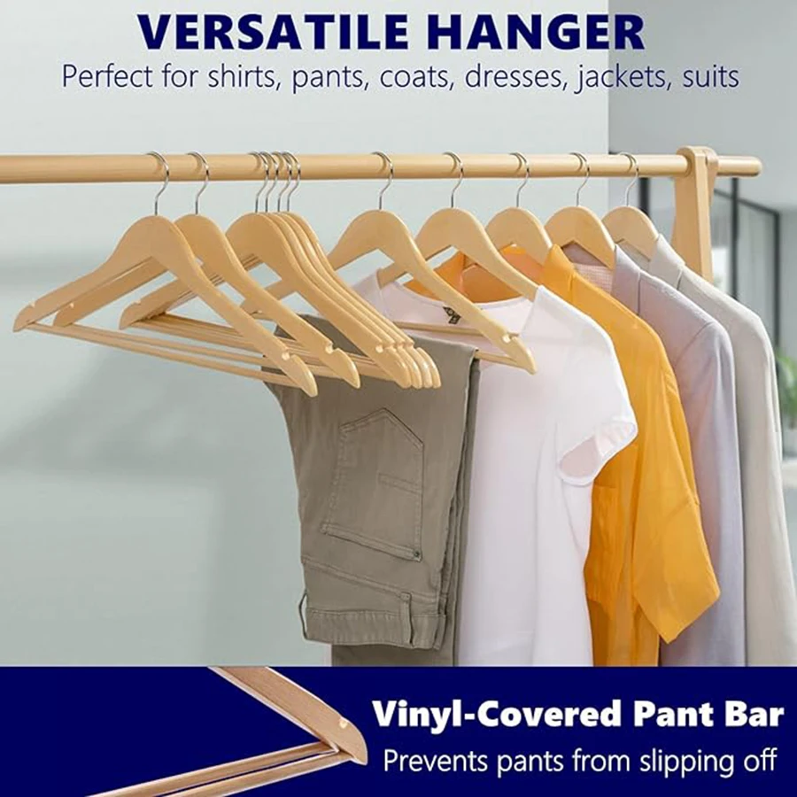 5PCS Wooden Hangers Non-marking Sun Racks Wooden Suit Clothes Hangers Suitable for Shirts Jackets Dresses Trousers Hotel Clothes