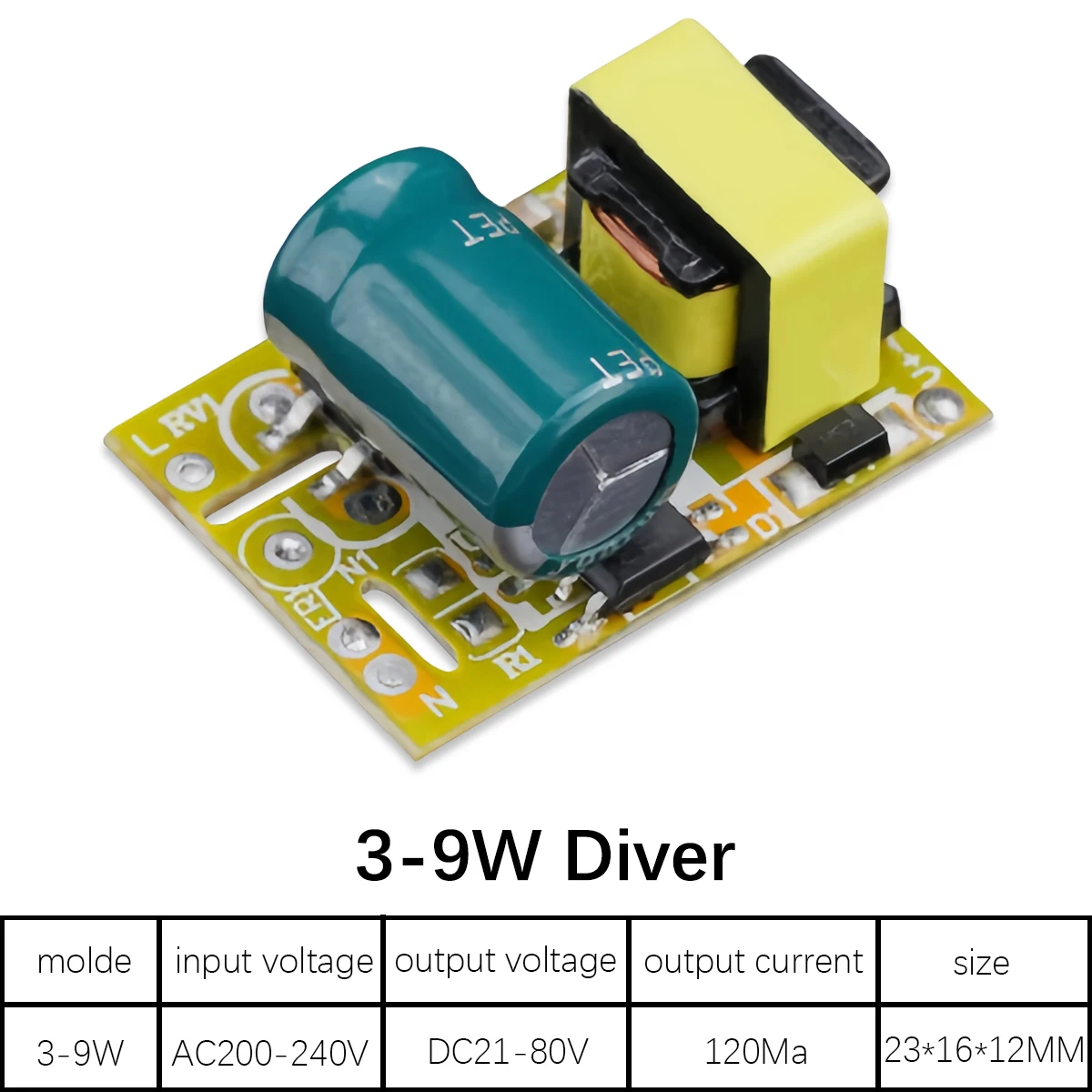 3-9W Non-Isolated LED Driver for Bulbs, T5/T8 Tubes, Candle Bulbs, Candelabra Bulbs, and Specialty LED Lamps