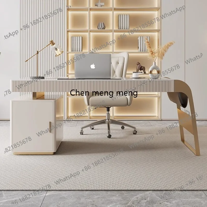 CC182 Computer desk office Italian minimalist rock slab desk light luxury modern simple high-end home study writing desk and cha