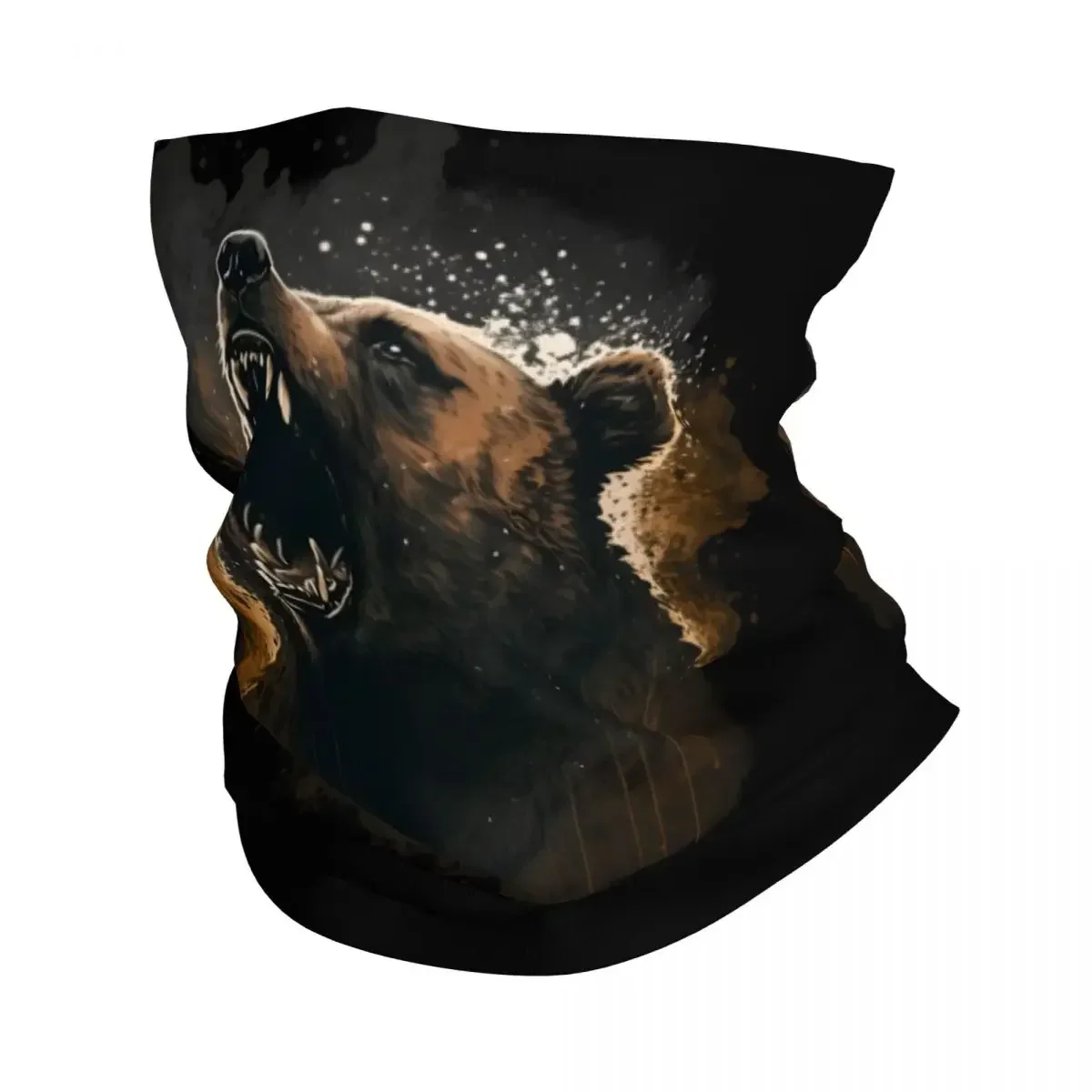 

Bear Growling Bandana Neck Warmer Women Men Winter Hiking Ski Scarf Gaiter Face Cover