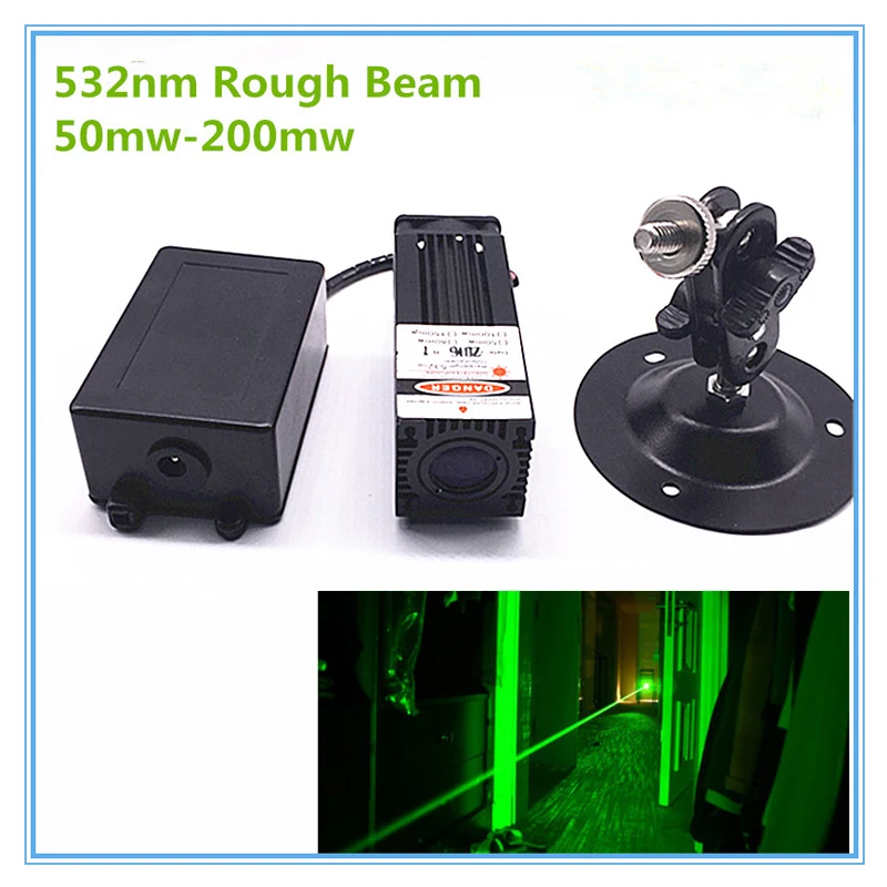 Rough Beam 12V DC 532nm Green Laser Module 60mw 100mw 200mw Laser Module for Disco Light/Room Escape/Maze Props/ Bar Dance Lamp