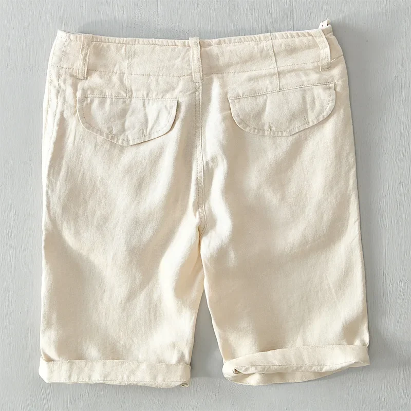 Short Fpr en lin pur pour hommes, nouvelle mode, ample, pour plage, vacances, décontracté, grande taille, Y2894, 100%