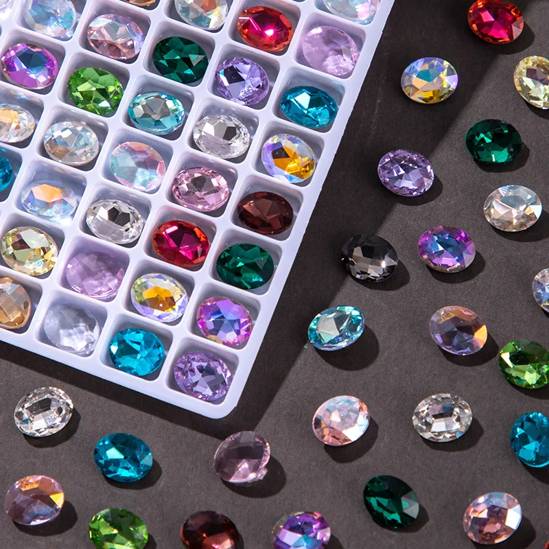 10 x 14 mm ovale, eiförmige, spitze Unterseite, zum Aufkleben, glitzernde Strasssteine, hochwertig, für Nägel, Kleidung und Heimwerkerarbeiten