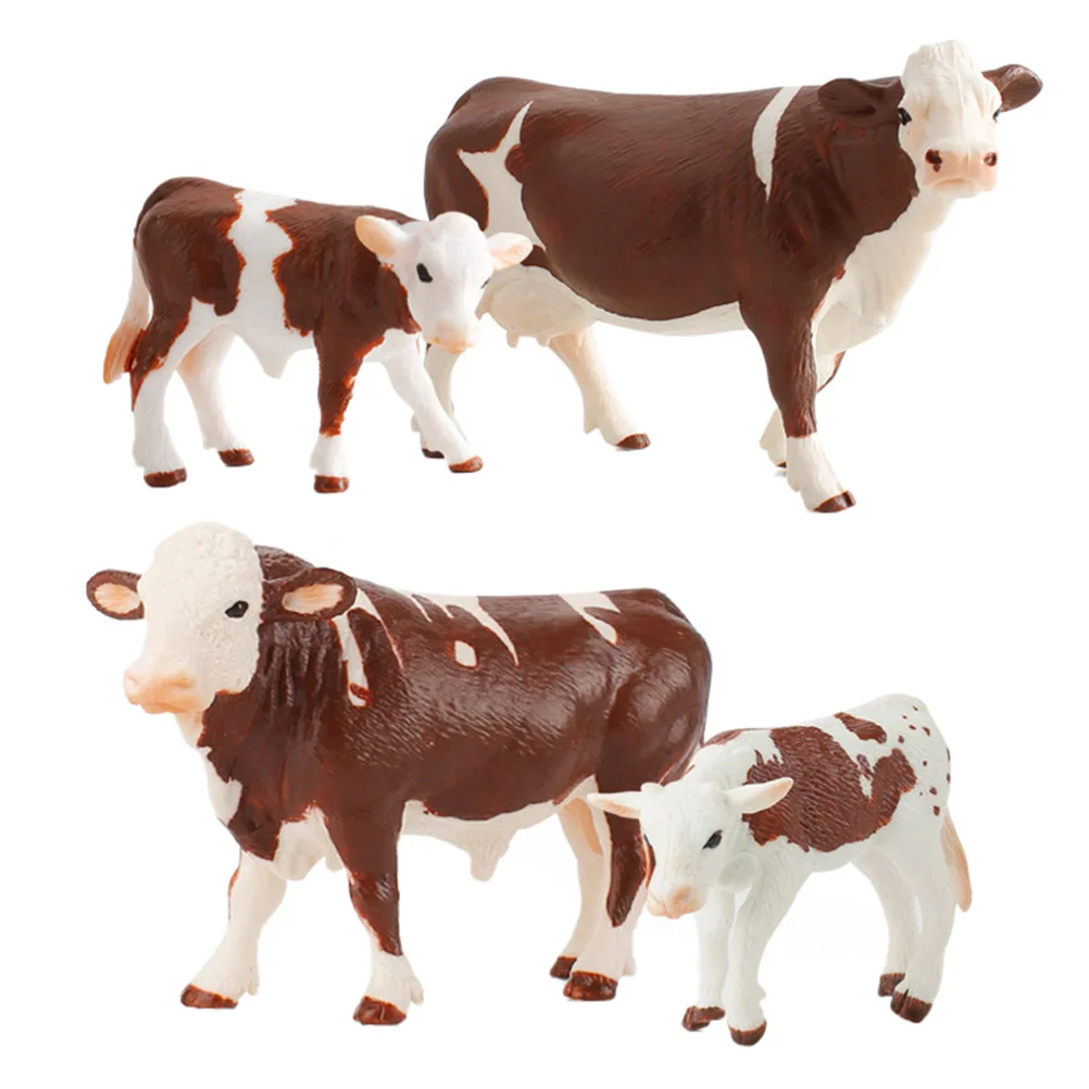 

4 PCS Kids Toys Macular Cow Model Farm Animals Simulation Suit White Education Plaything Child