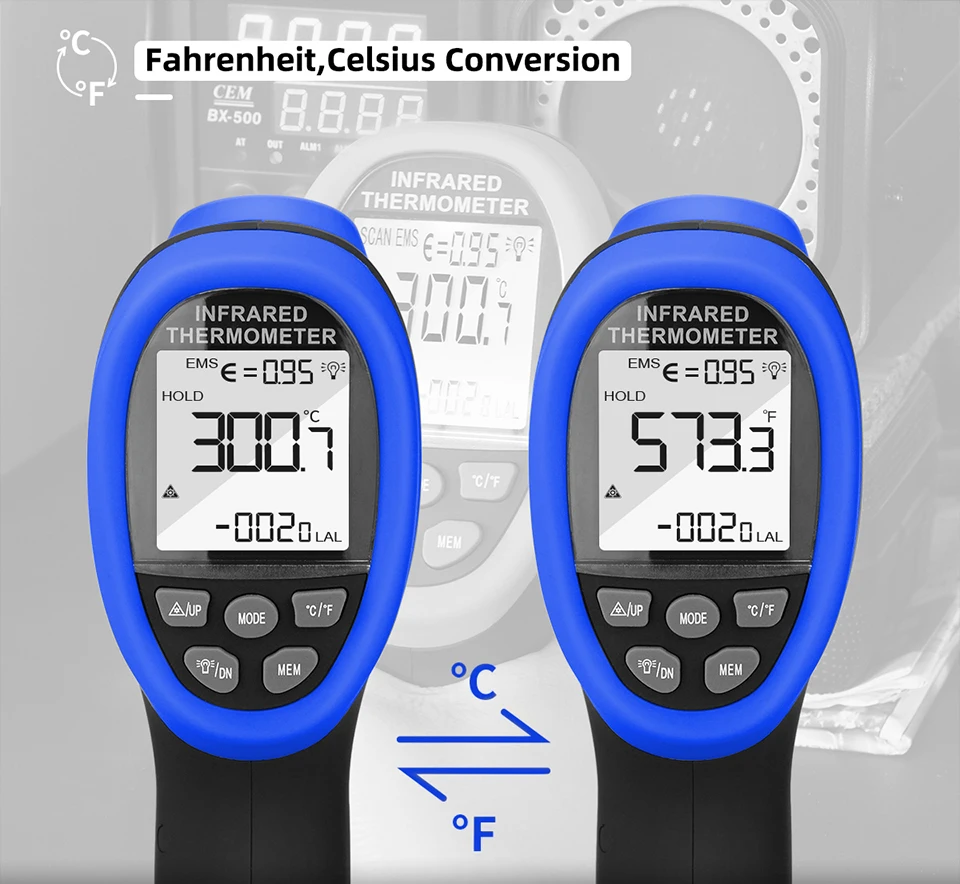 Infrared thermometer,digital laser temperature measurement device infrared16:1instantaneous reading pyrometer Bluetooth 985C-APP