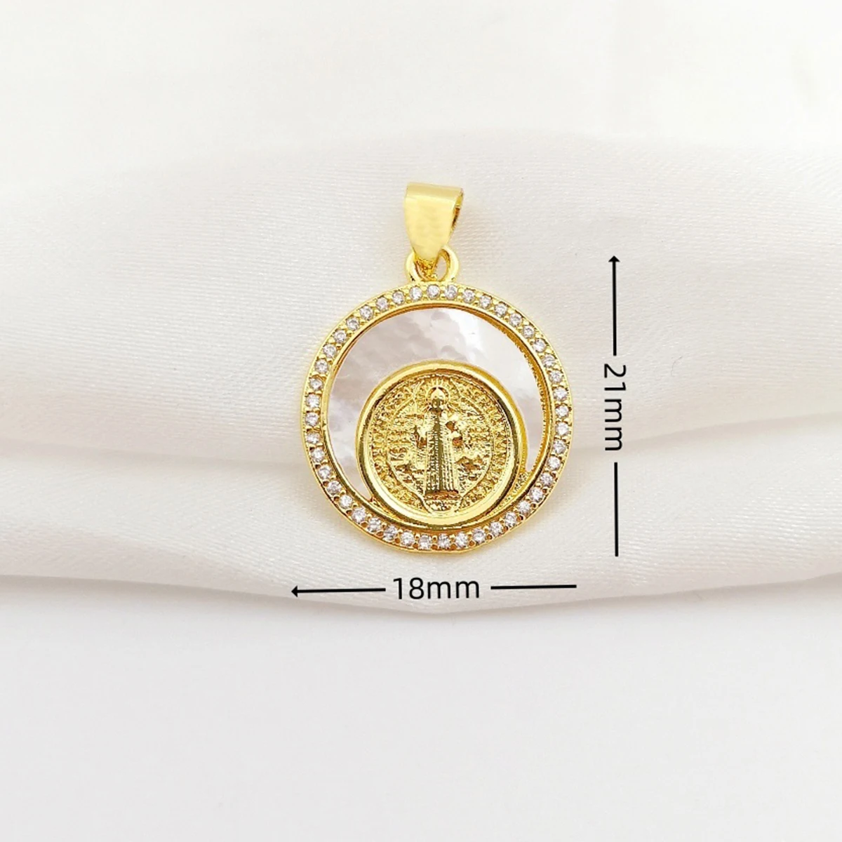 Geometry Shell Virgin Mary St. Benedict San Judas Hollow Charms for Necklace Bracelets Gold Color St. Jude Medal Pendant Jewelry