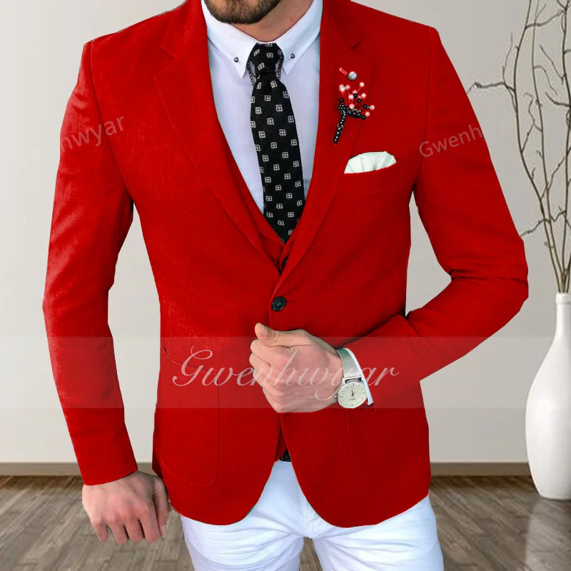 Gwenhwyfar Blue Wedding Men's Suits Custom Slim Fit Groom Tuxedos Shawl Lapel 3 Pcs Jacket Pants Male Blazer (Jacket+Pants+Vest)