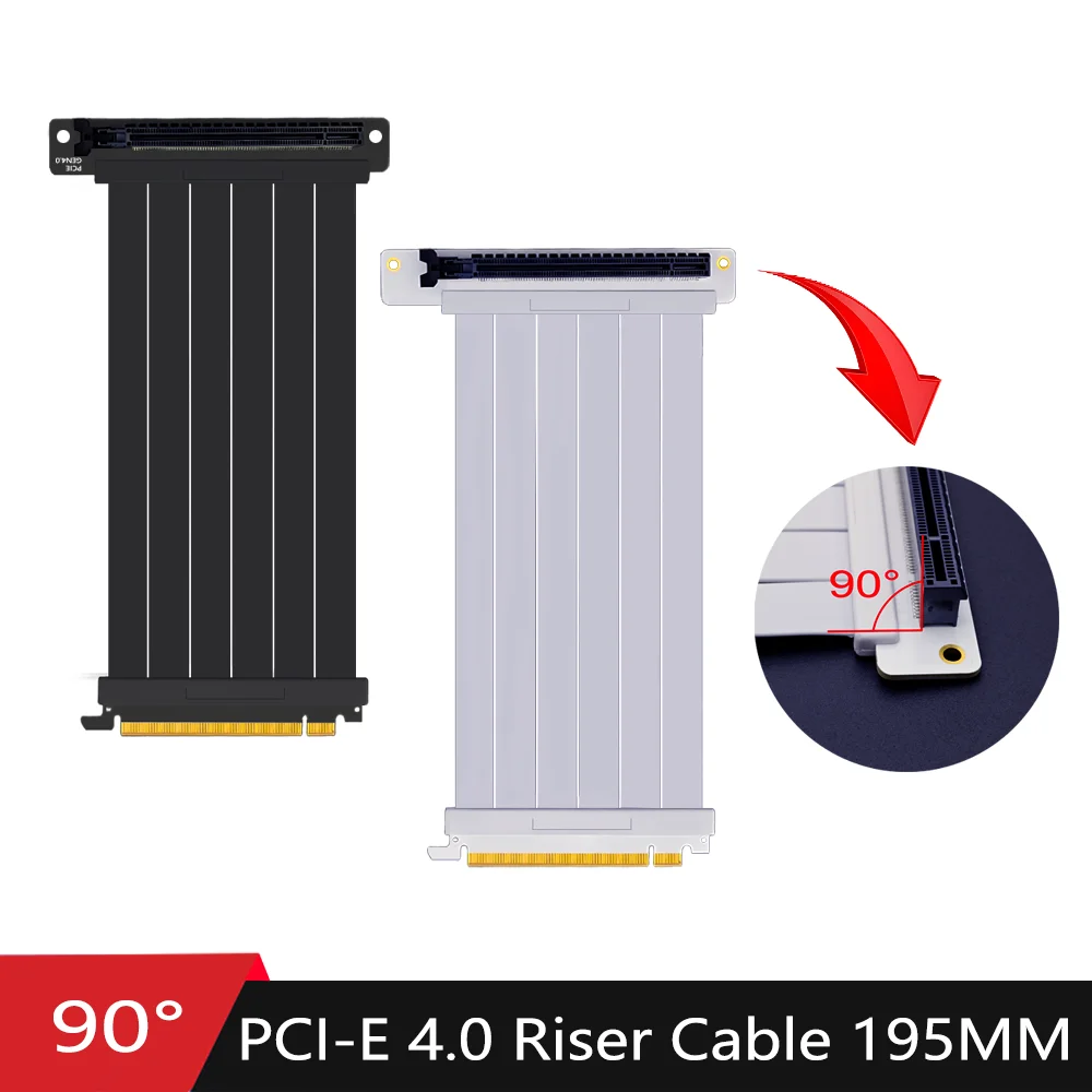 

Видеокарта PCI-E Gen 4.0 16X Riser, экранированная, гибкая 90 ° Удлинительный кабель для монтажа графического процессора без потерь 195 мм