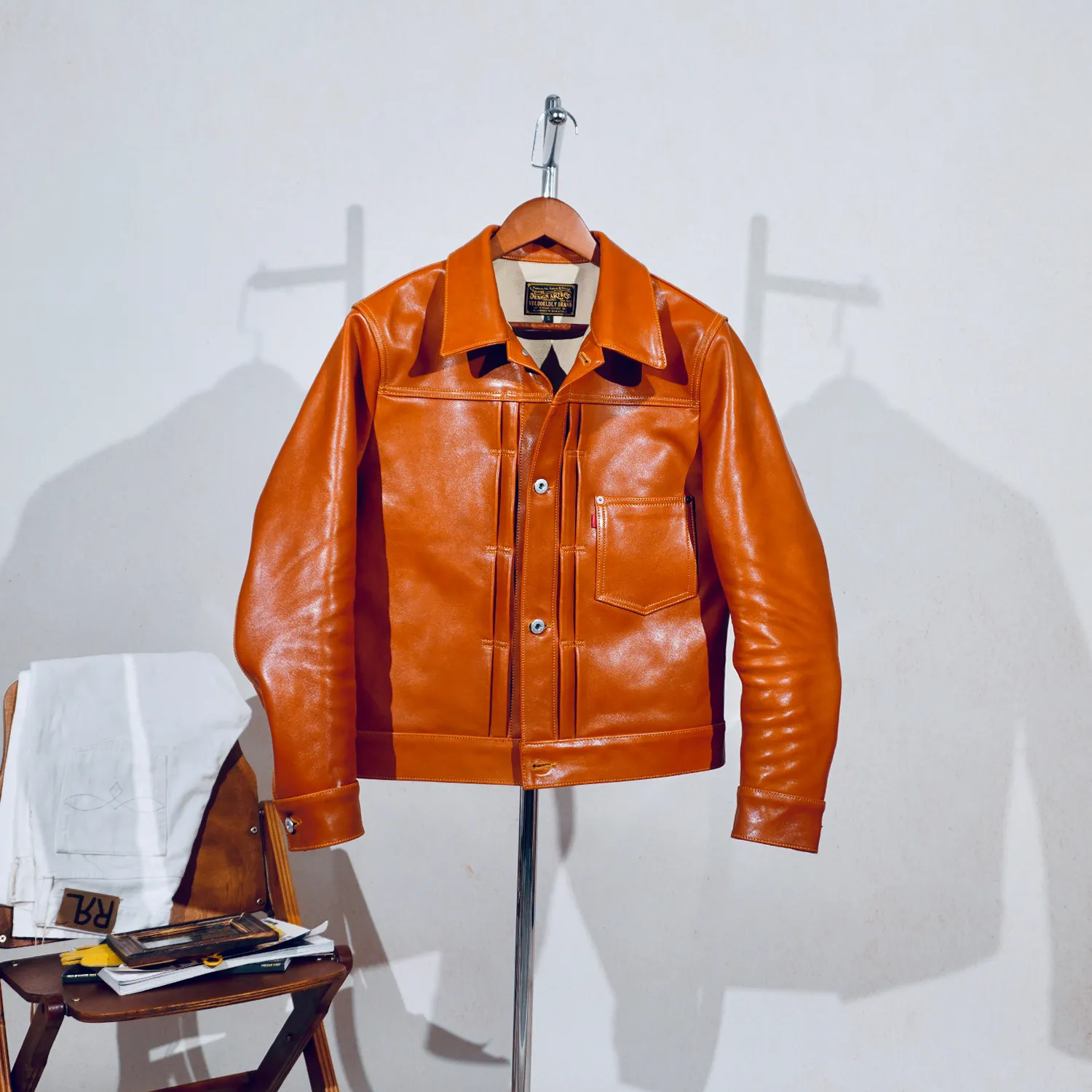 Tailor Brando Vegetable Tanned Classic Short 506 Retro Demin Genuine Leather Jacket