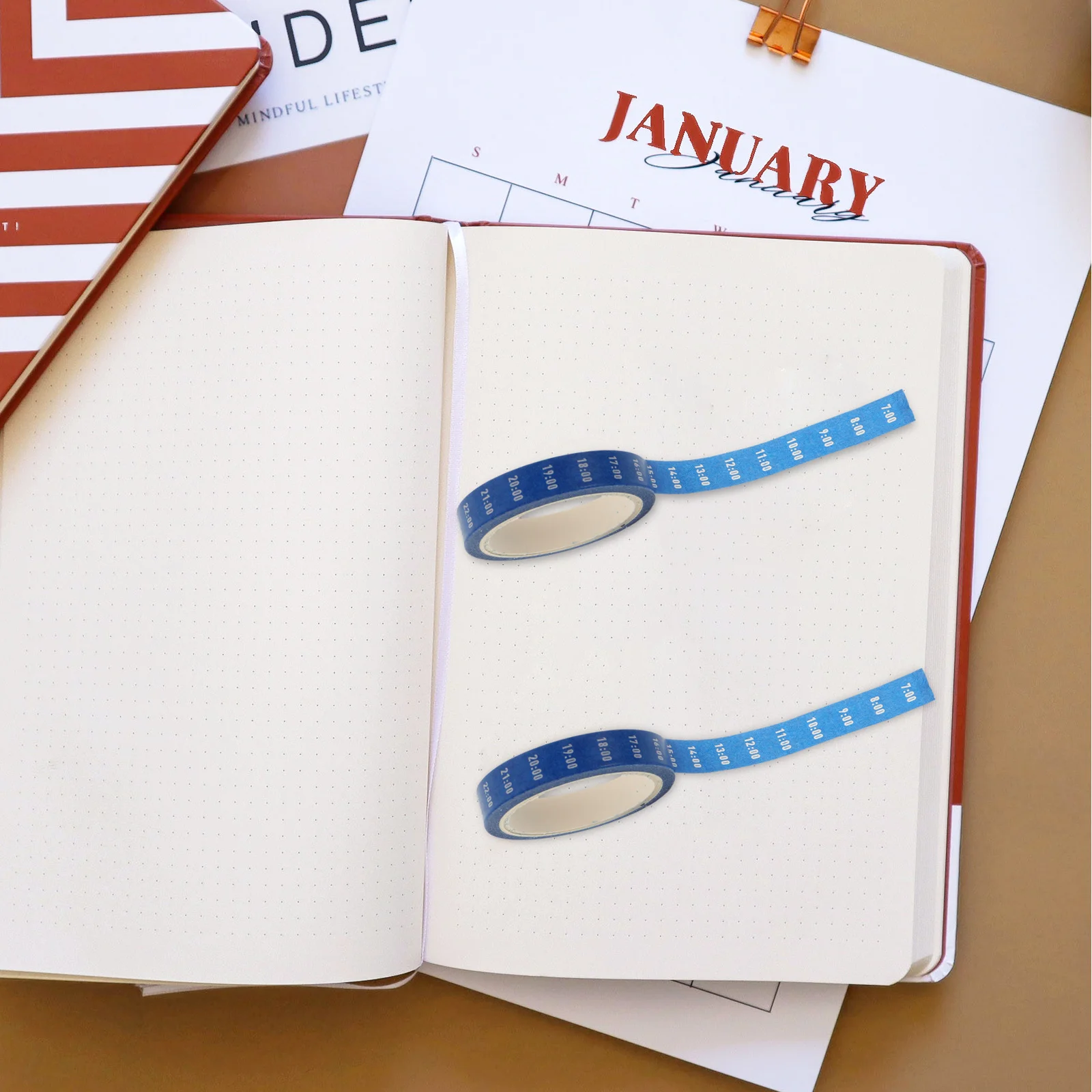 8 لفات من شريط إدارة الوقت، ملصق مخطط واشي قابل لإعادة الاستخدام للجدول اليومي، شريط تخطيط مجلة الحرف اليدوية #2