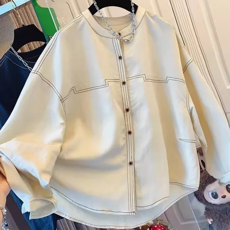 

Large Size Long Sve irt Men's round Hemline Stitching Decoration Spring Autumn Casual Sle Warm Breathable Non-Sinkage