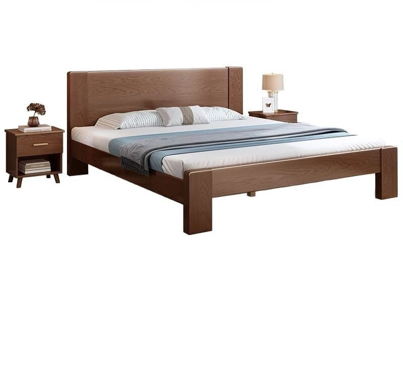 

Full solid wood bed, home, modern, simple, rubberwood, double, master bedroom