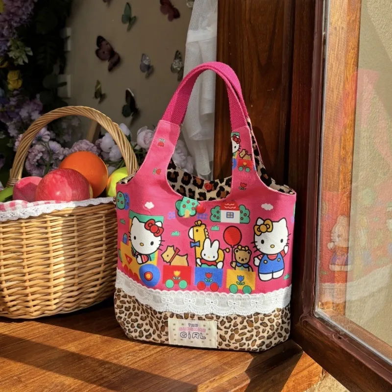 

Sanrio Cartoon Hello Kitty High Quality Canvas Tote Bag for Student Leisure, Large Capacity Versatile Storage Handbag