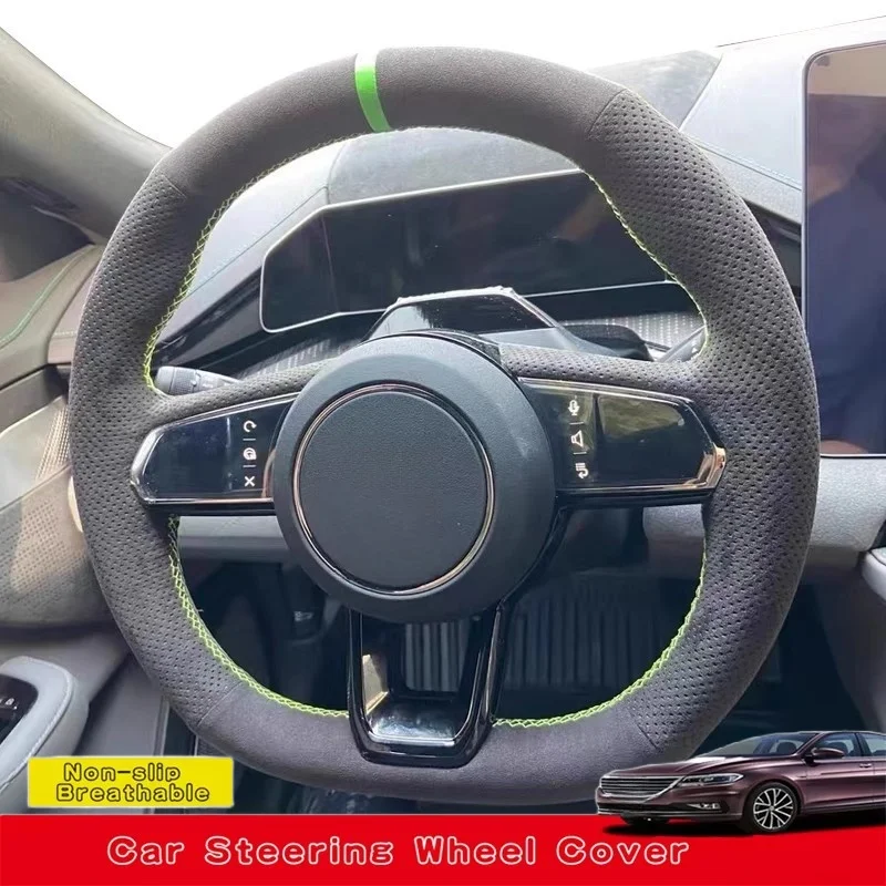 

Customized Hand Sewing Anti-slip Suede Leather Car Steering Wheel Cover For ZEEKR 001 WE Version YOU Version 2021Car Accessories