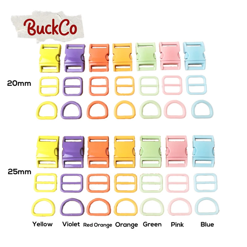 1set (metal buckle+adjust buckle+D ring /set)20&25mm DIYcollar bags sewing zinc alloy metal crafts stoving varnish 7 colours