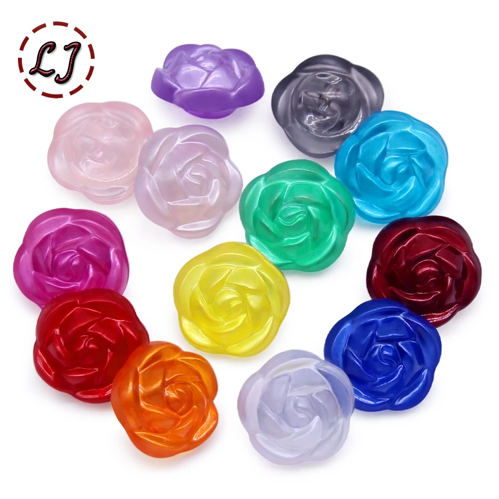 New 30pcs/lot 13mm Colorful Plastic Flower Sewing Buttons For Women Girls Shirt Clothing Handmade DIY Crafts Accessories