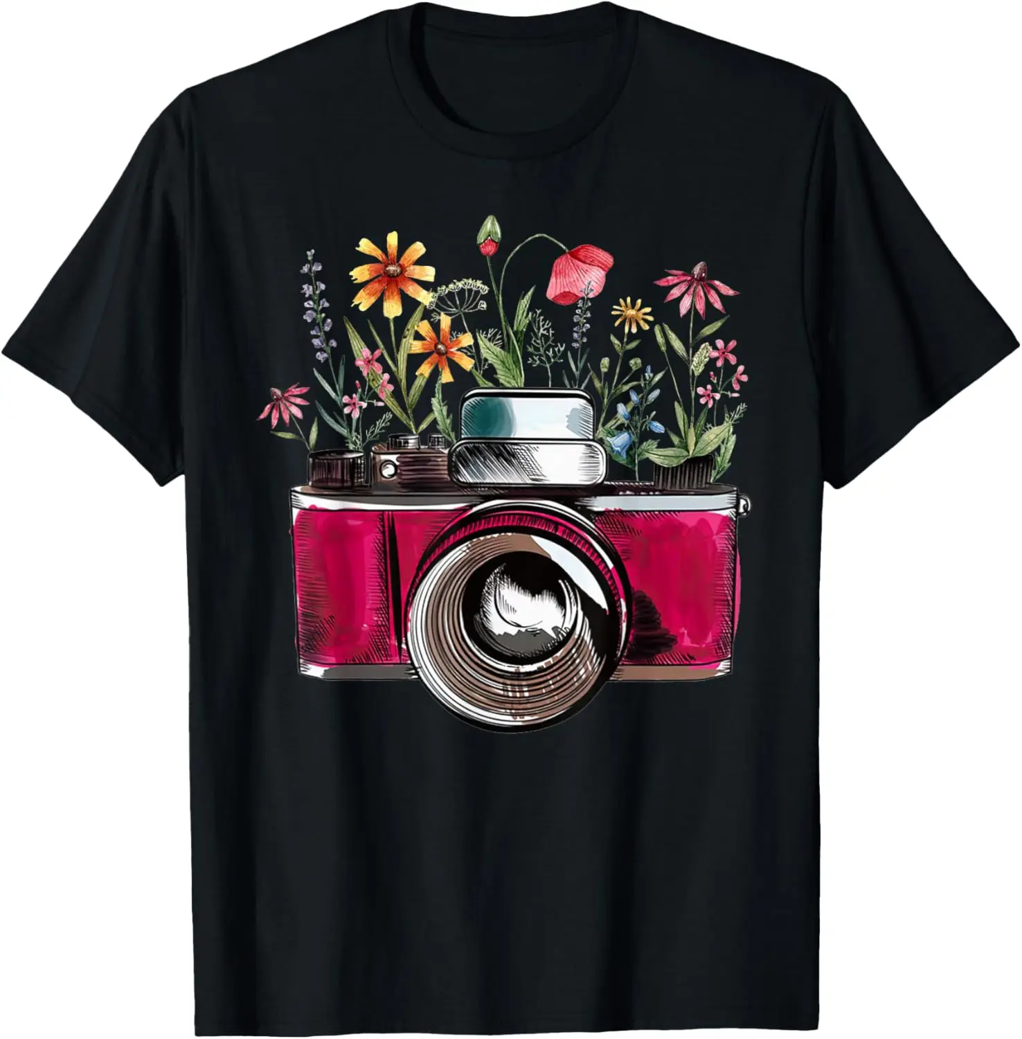 

Floral Camera Photograph Lover Vintage Photographer Flowers T-Shirt
