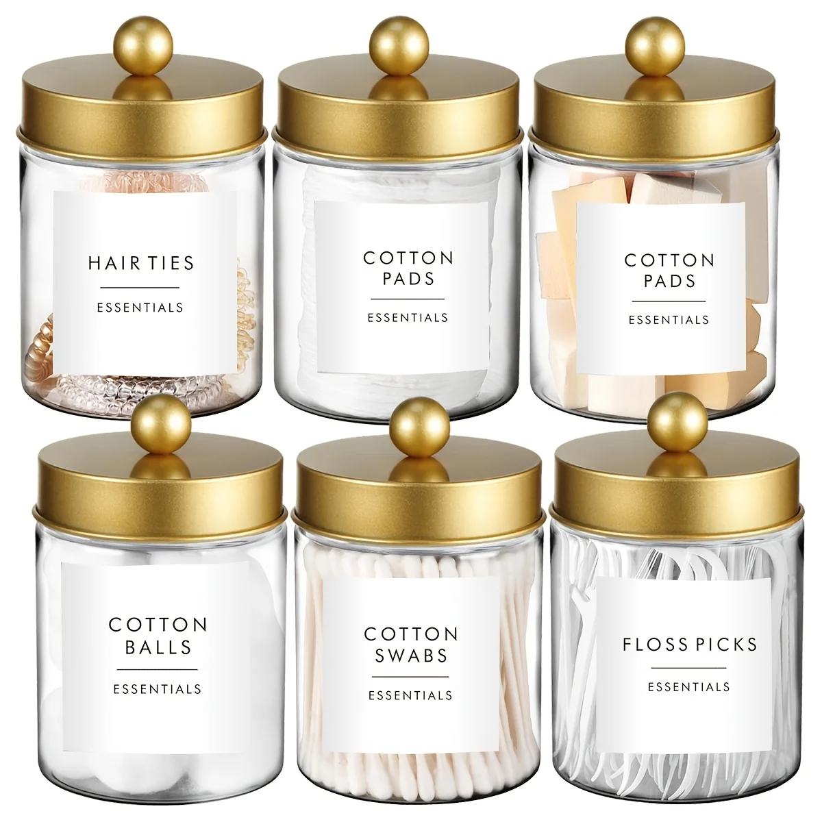 Qtip-Halterspender – 8-Unzen-Apothekerglas-Behälter aus Kunststoff für Waschtisch, Make-up, Arbeitsplatte, Organizer, Aufbewahrung, Badezimmerkanister