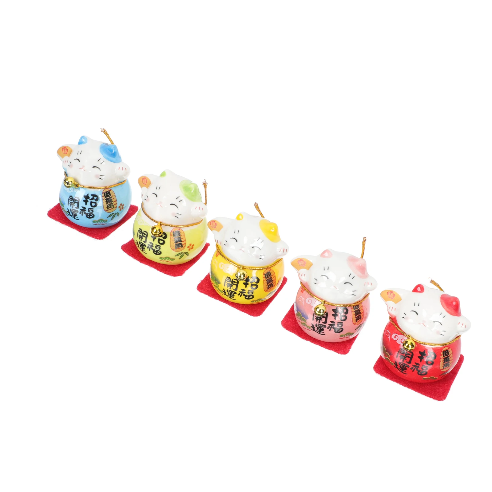 

5 Pcs Figurine Auspicious Sign Home Decor Ceramic Craft nament Office Car Small Desktop Decor nament Colorful Details Craft