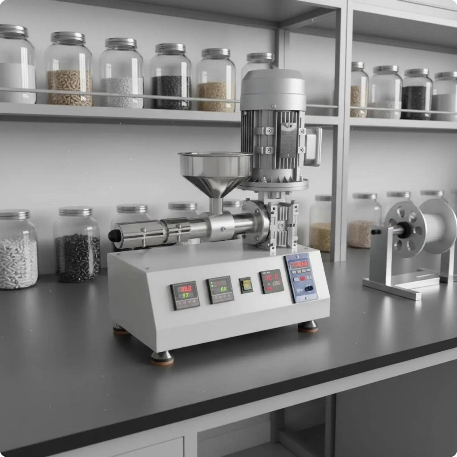 Filament Single Screw Extruder Tabletop Mini Material Former Compact Production Extrusion Unit for Researchers, Lab Users,