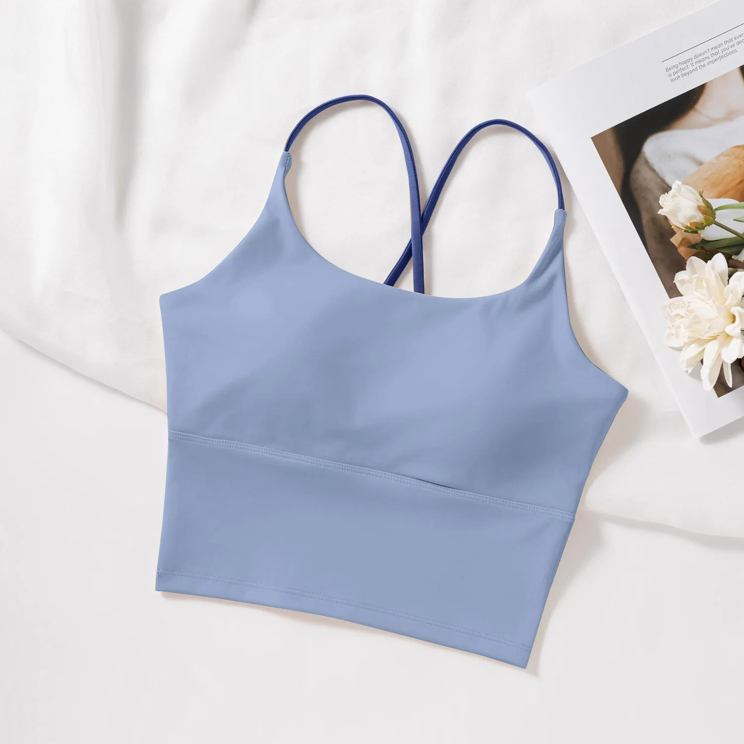 Women's Fitness Yoga Sports Bra with Pads Beautiful Back Camisole Design Comfortable Breathable Yoga Top for Active Wear