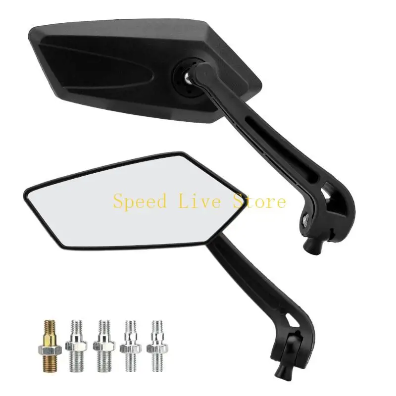 547C 1Pair Rearview Side Mirrors Scooter Adjustable Rotating Mirrors with Bolt