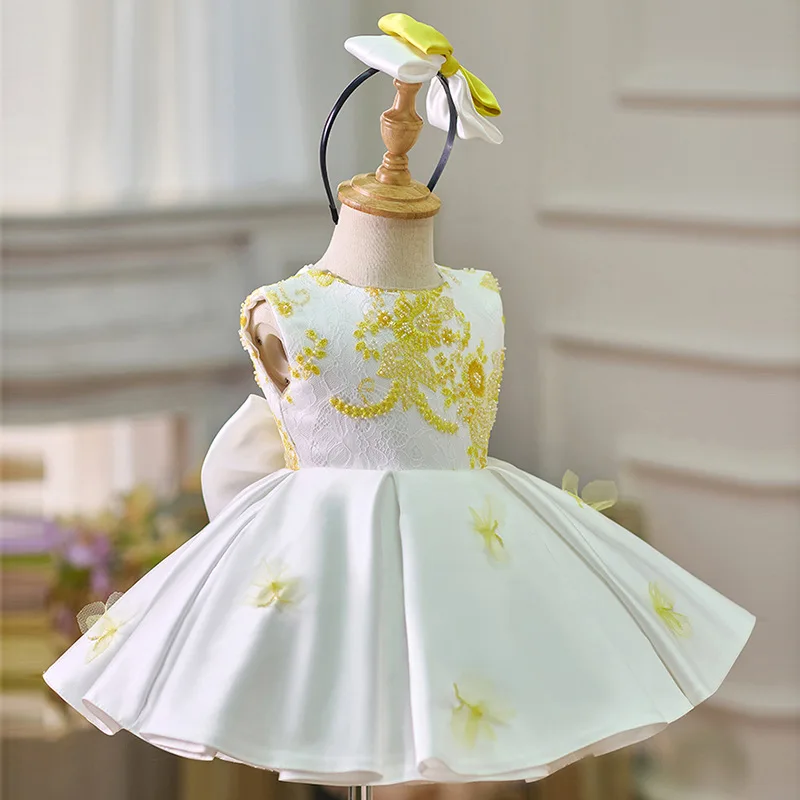 

Dream Light Luxury Gorgeous Girl Wedding Banquet Cocktail Dress Yellow beading embellished high-end custom birthday party Cockta