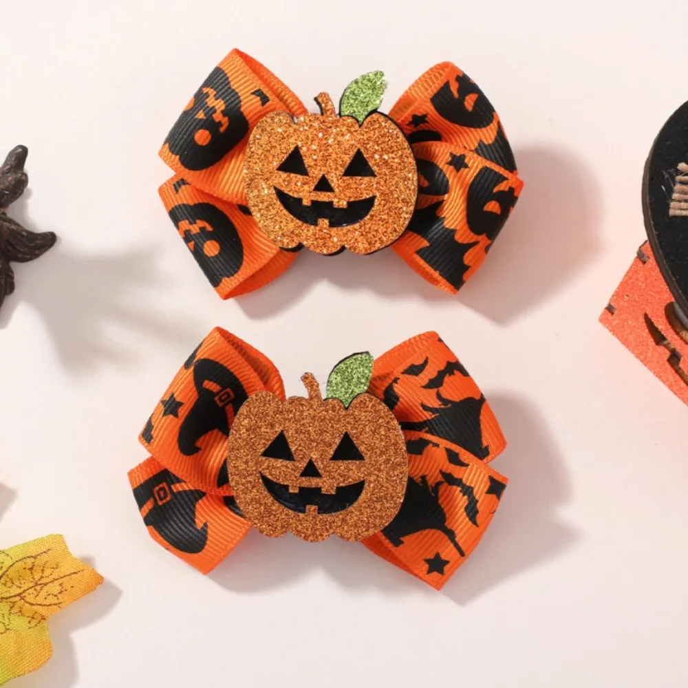 

RIBBON BOWS 2Pcs/lot Ribbon Halloween Decoration Bow Hairpin for Kids Ghost Pumpkin Bat Hair Clips Halloween Party Accessories