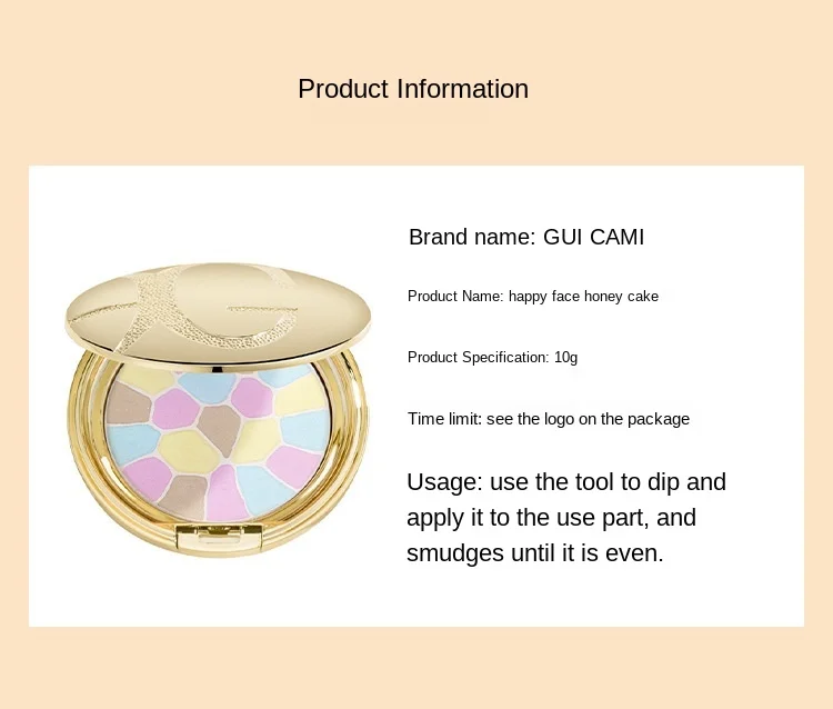 GUICAMI Pancake Makeup Powder Highlighter Palette Facial Makeup Palette Facial Contour Palette Long Lasting Oil Control