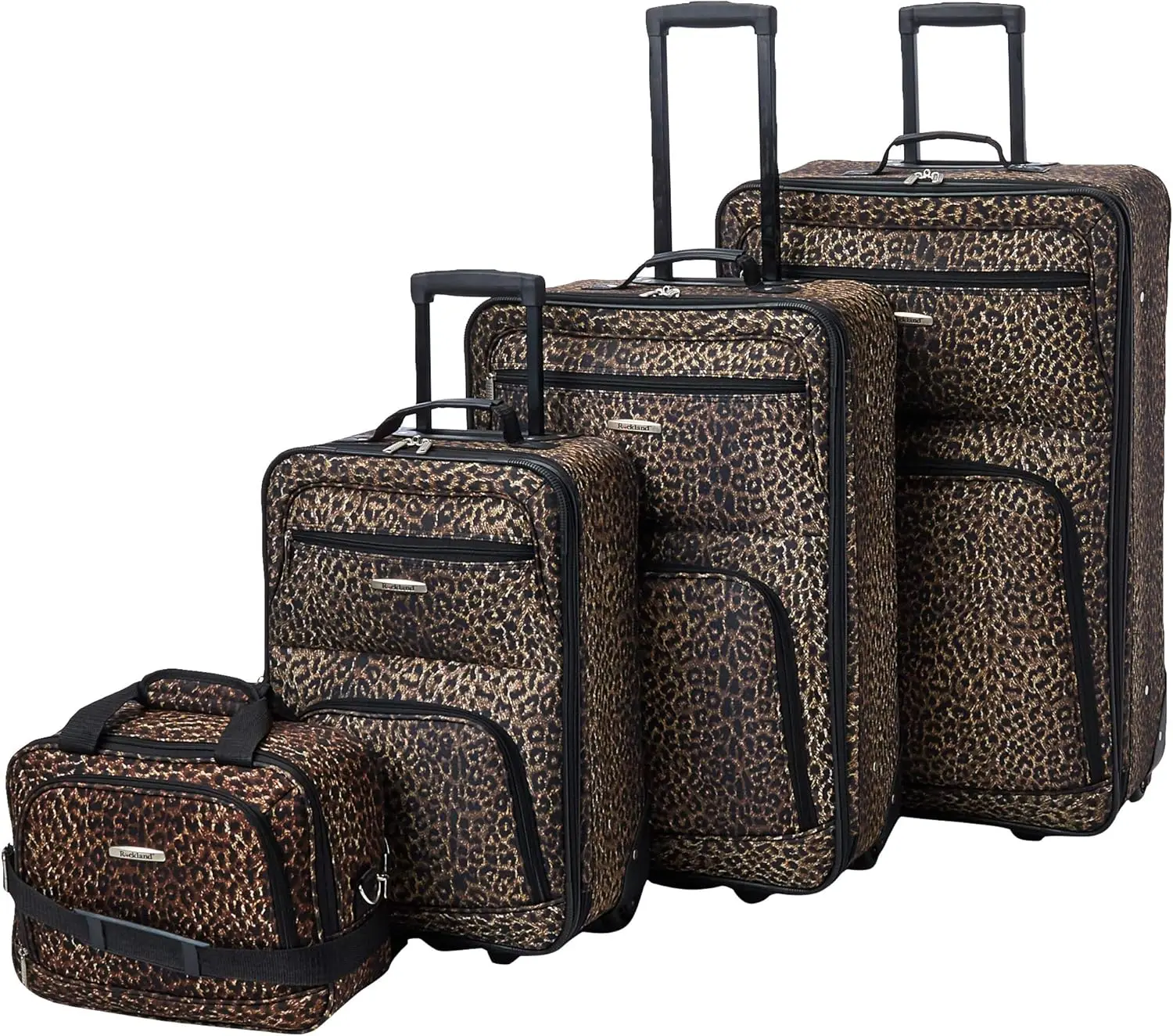 

Leopard Print 4-Piece Upright Luggage Set (14/19/24/28) - Softside, Lightweight & Durable for Travel