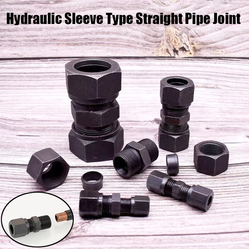 Hydraulic Carbon Steel Double Head Ferrule Straight Pressure Oil Pipe Joint Metric Thread Connection Fittings Transition joint