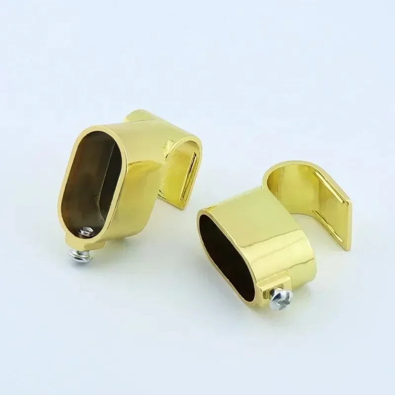 Lot Top Mount Oval Wardrobe Closet Hanging Rod Corner Bracket Flange T Support Shiny Chrome Bronze Gold Nickel Zinc 2 Ways